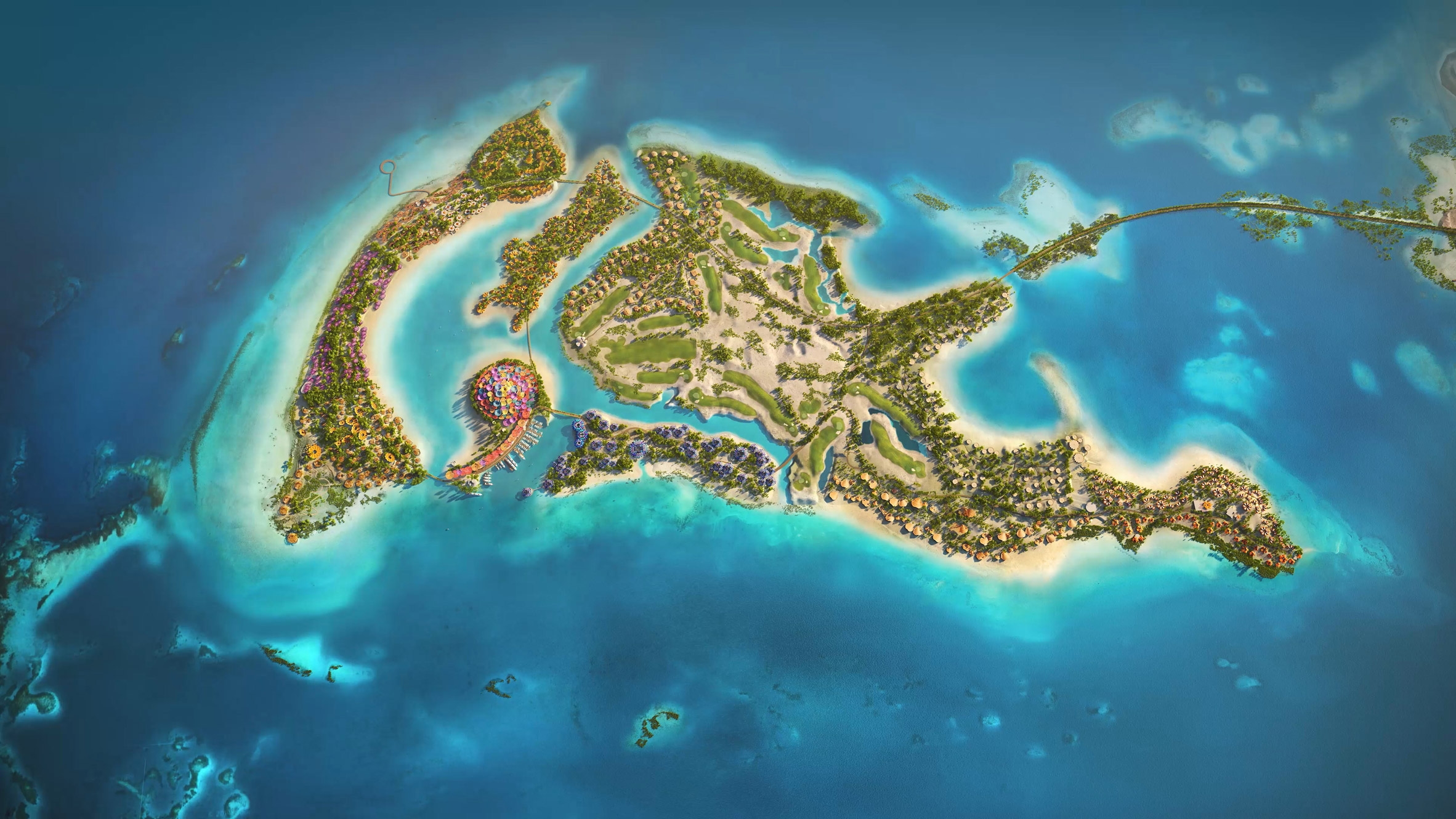 The Equinox Founding Partners supported Foster+Partners in developing the sustainability concept for the Coral Bloom Resort masterplan on Shurayrah Island.