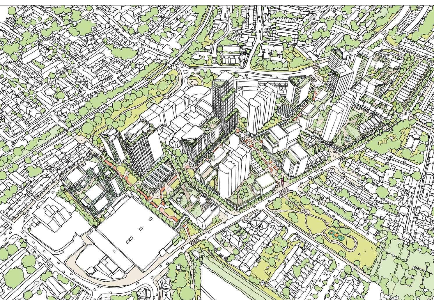 Equinox Founding Partner Noémi was leading the Environmental and MEP team developing the energy & sustainability strategy as well as the MEP concept for the 245,000m2 residential, office & retail masterplan in North London.